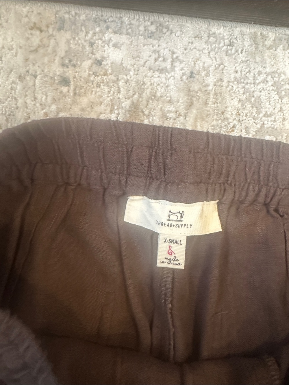 Wide-Leg Drawstring brown pants - Picture 2 of 4